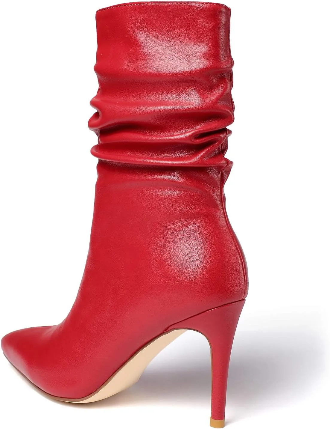 vivianly Womens Pointed Toe Heel Boots Stiletto Heels Mid-Calf Boots Zipper Booties