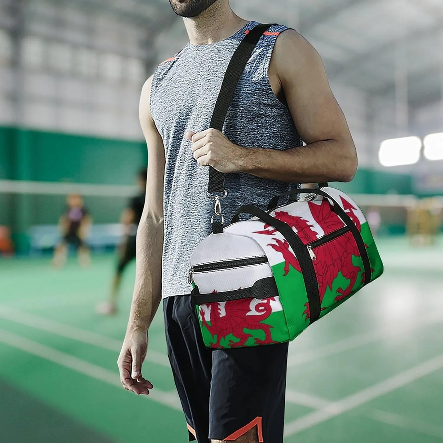 Wales Flag Duffel Bag for Boys Girls with Shoe Compartment for Travel Gym