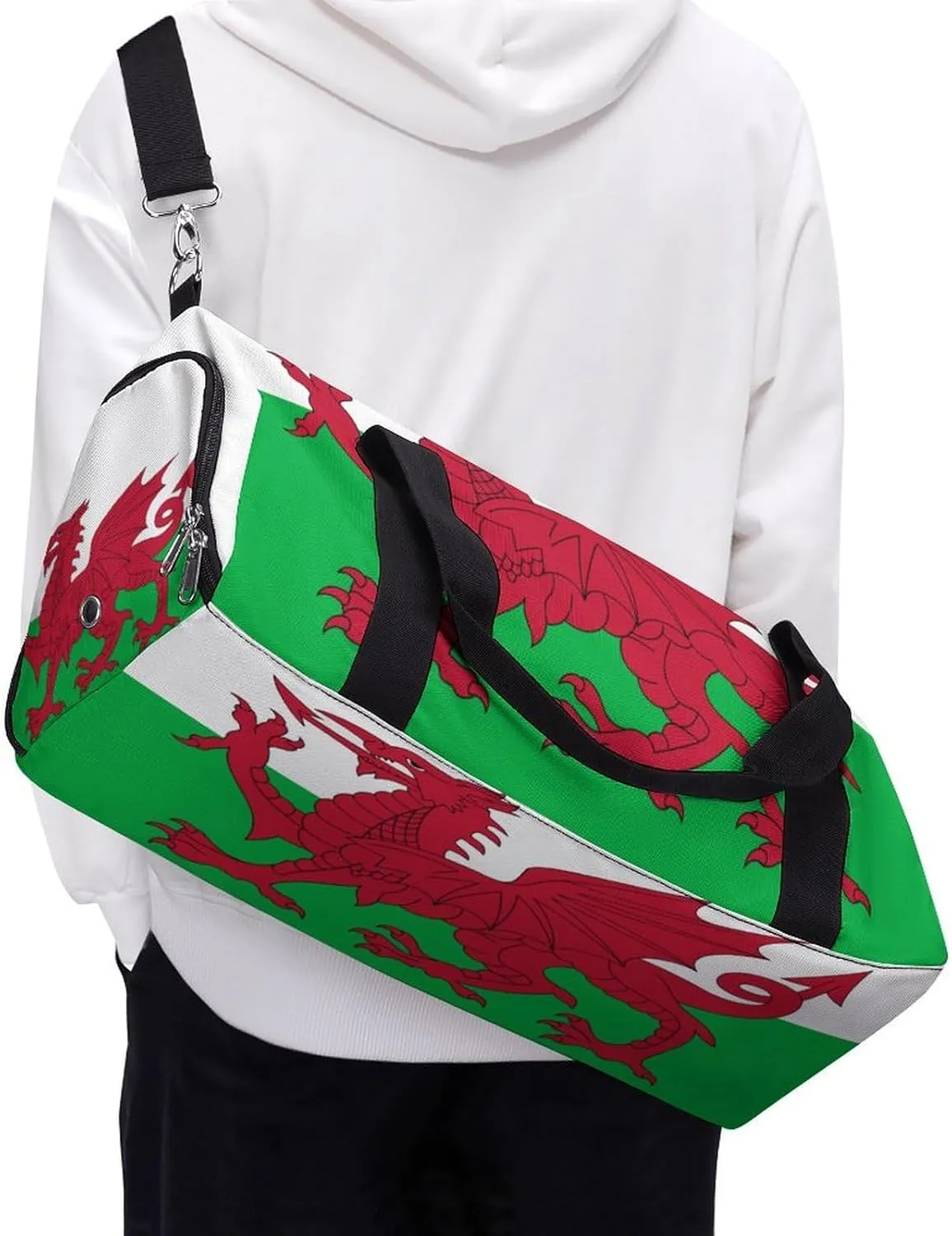 Wales Flag Duffel Bag for Boys Girls with Shoe Compartment for Travel Gym