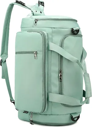 Waterproof Duffel Backpack with Shoe Compartment Dry Wet Separation 20"L Travel Gym Bag for Women Men (Green)