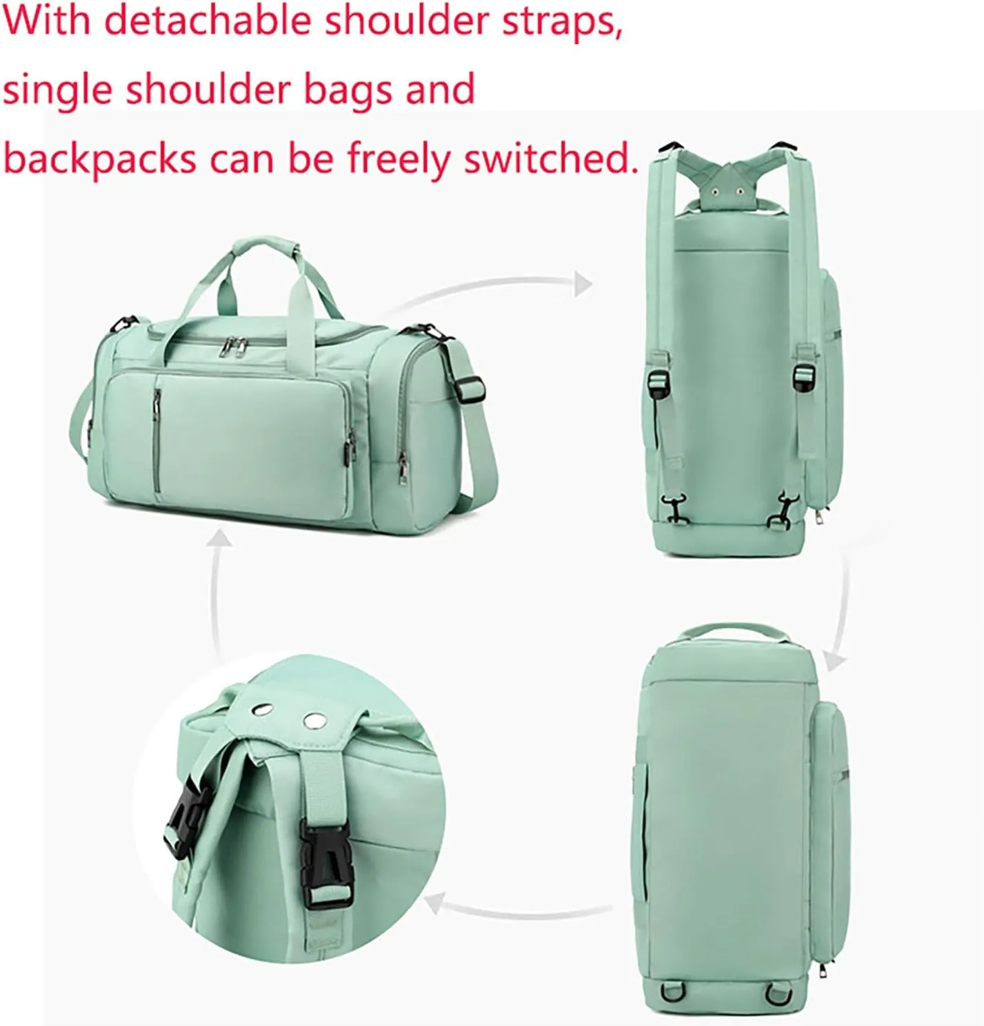 Waterproof Duffel Backpack with Shoe Compartment Dry Wet Separation 20"L Travel Gym Bag for Women Men (Green)