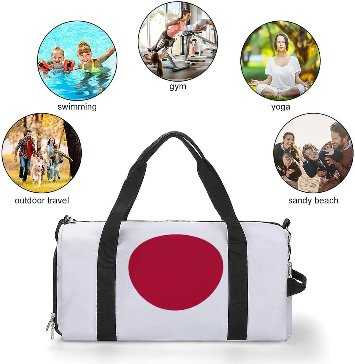 Waterproof Travel Duffel Bag Japan Flag for Men Women Shoe Compartment
