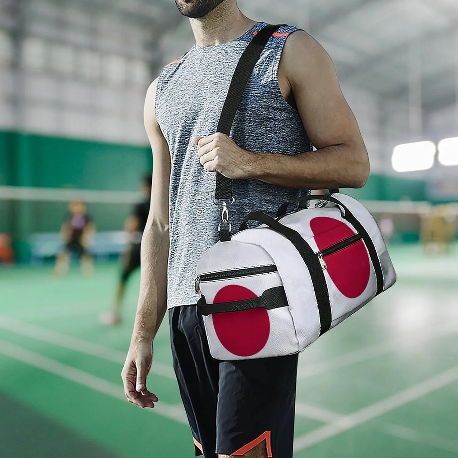 Waterproof Travel Duffel Bag Japan Flag for Men Women Shoe Compartment