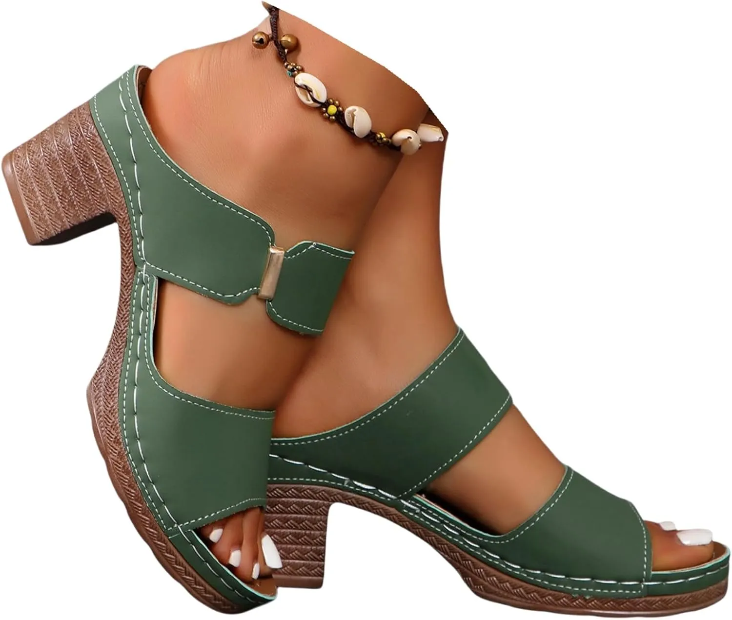 Wedge Sandals For Women 2025 Comfortable Open Toe Ankle Strap Chunky Heel Party Dress Wedding Pumps Shoes Block Heels