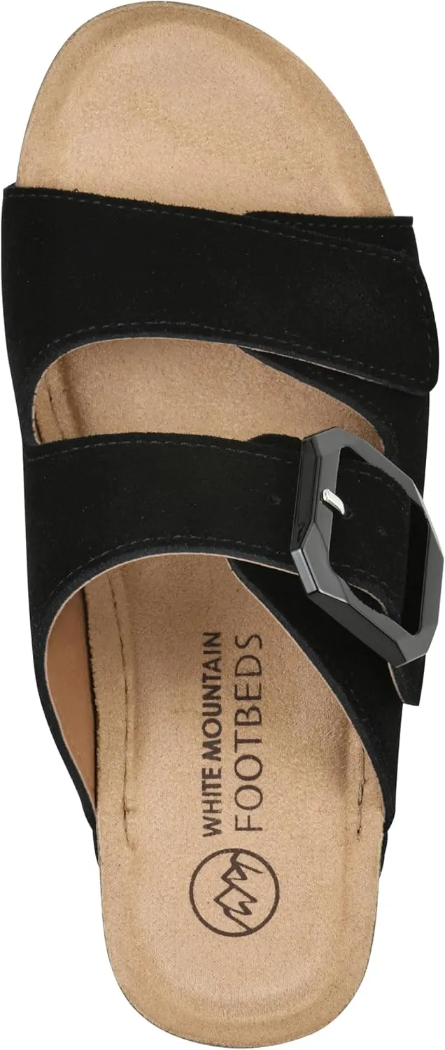 WHITE MOUNTAIN Women's Fearful Double-Strap Mini-Wedge Sandal