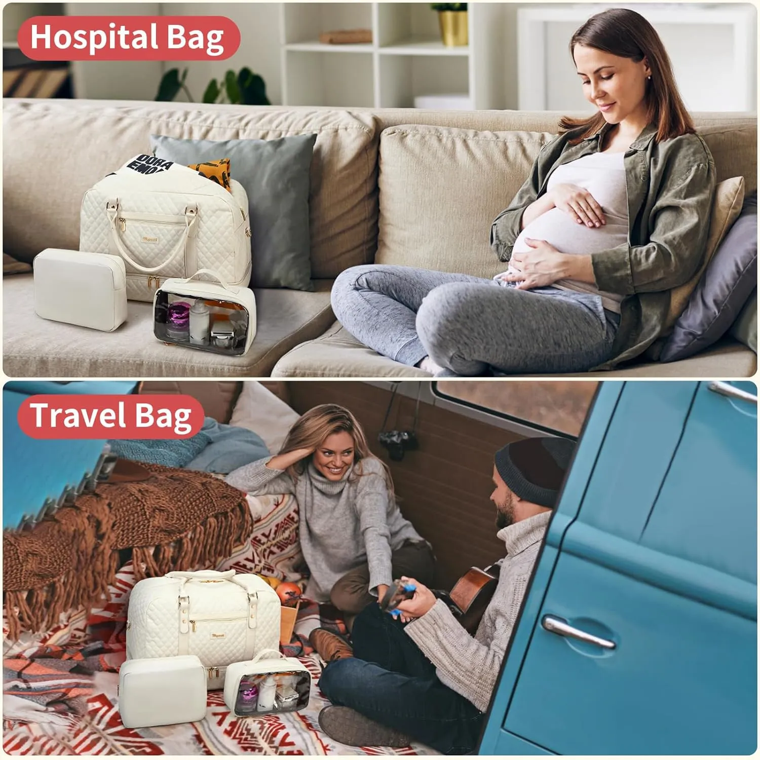 Wogarl Weekender Bags for Women Large Overnight Bag Weekend Travel Duffel Bag Carry on Shoulder with Shoe Compartment Toiletry Bag for Travel Business Gym