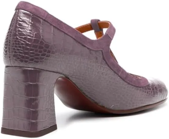 Women Chunky Heel Mary Janes Pumps Crocodile Closed Round Toe Ankle T-Strap Mary Janes Cut Out 3 inch Block Heel Sandals Buckle Strap Stone Pattern Vintage Wedding 4-11 M US