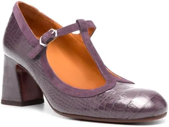 Women Chunky Heel Mary Janes Pumps Crocodile Closed Round Toe Ankle T-Strap Mary Janes Cut Out 3 inch Block Heel Sandals Buckle Strap Stone Pattern Vintage Wedding 4-11 M US