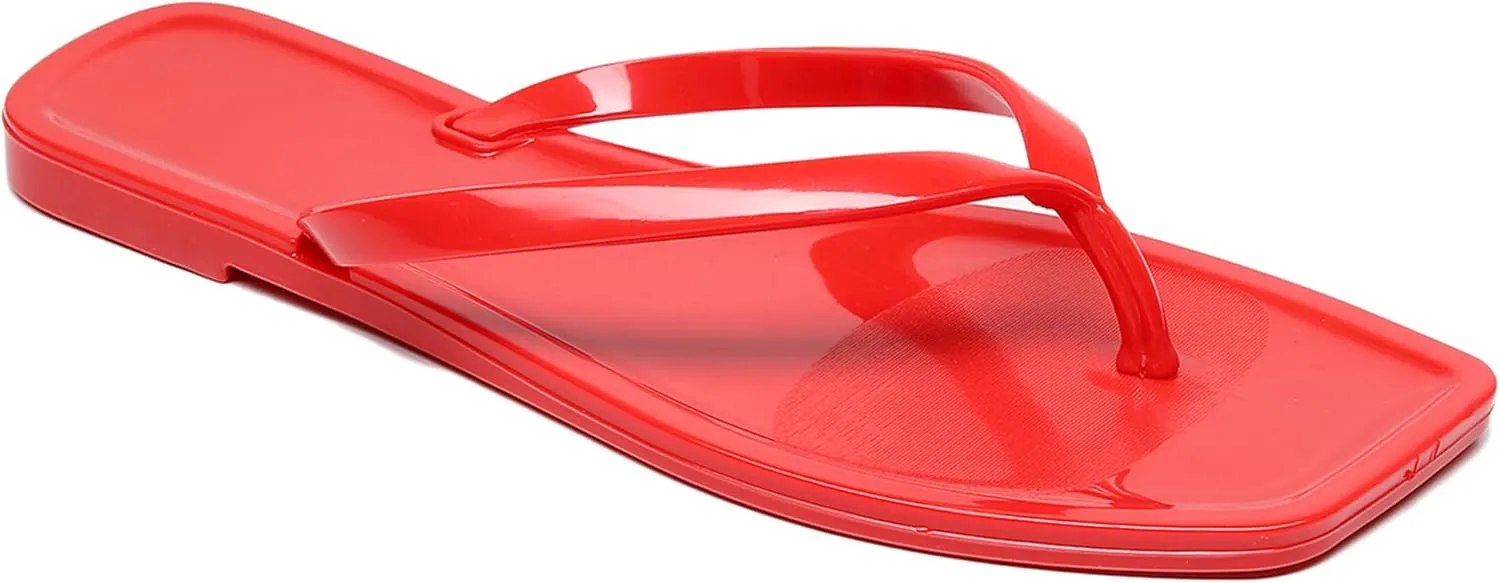 Women Flip Flops Jelly Shoes Thong Sandals Flat Slides Clear Jellies Pool Slippers Bathroom Summer Beach Size 8 Ladies Non Slip Dress Comfortable Quick Drying Soft