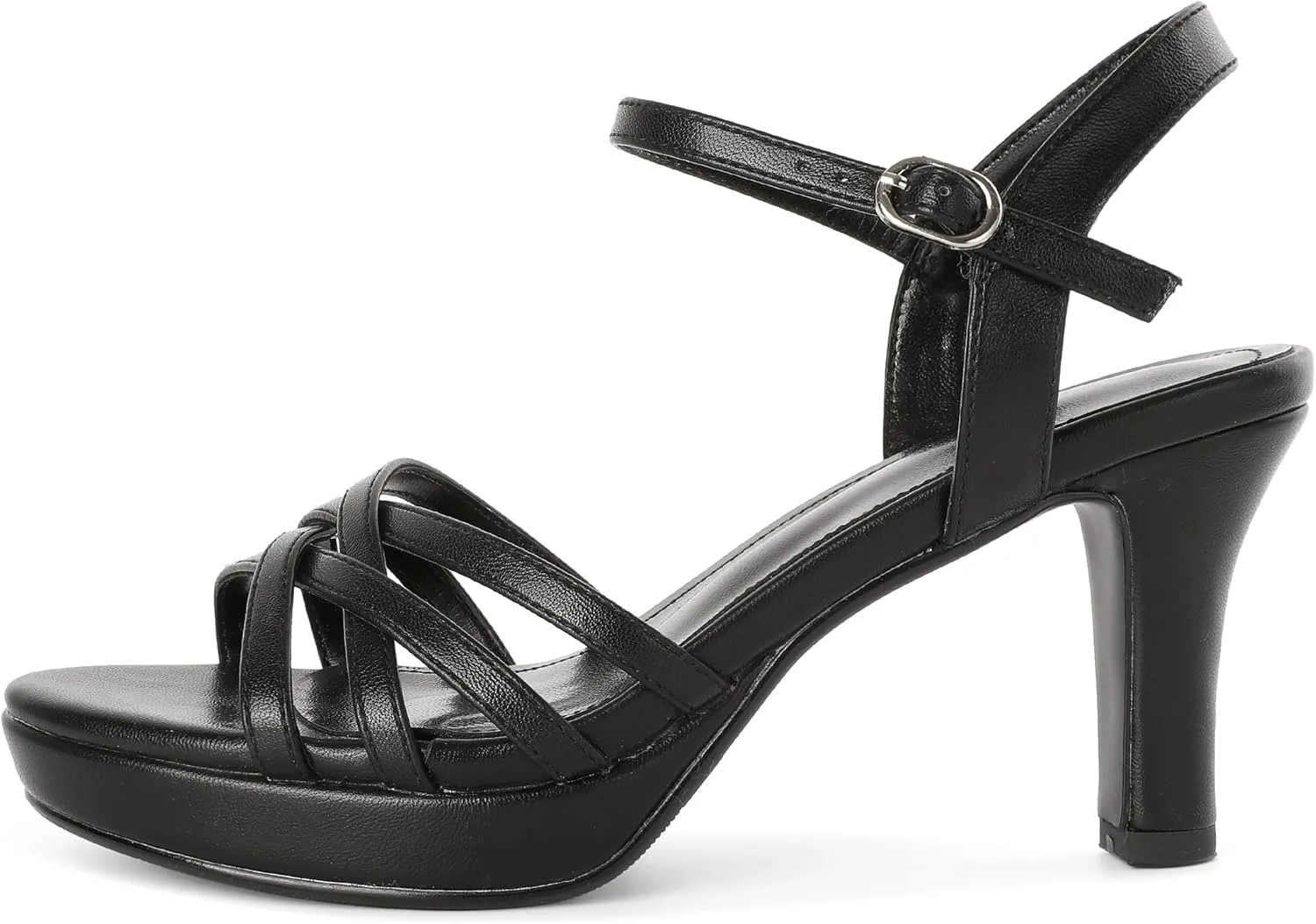 Women Platform Heel Sandals Strappy Heel Sandals Chunky Heel Sandals Open Toe Sandals Slingback Heel Sandals Comfort Dressy for Evening Party 3.5 Inch