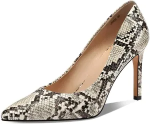 Women Snakeskin Heels, Animal Pirnt Slip On Pointed Toe Pumps, Closed Toe High Stiletto Heel Dress Shoes for Wedding Party Office