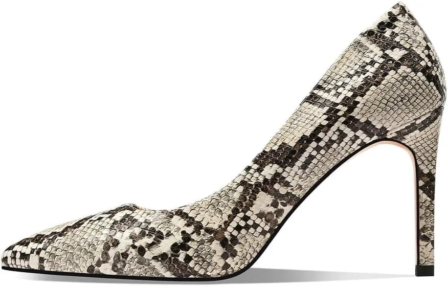 Women Snakeskin Heels, Animal Pirnt Slip On Pointed Toe Pumps, Closed Toe High Stiletto Heel Dress Shoes for Wedding Party Office