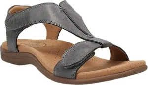 Women Summer Comfort Solid Color Sandals T-Strap Hook Loop Ladies Casual Wedges Beach Shoes Plus Size Sandals