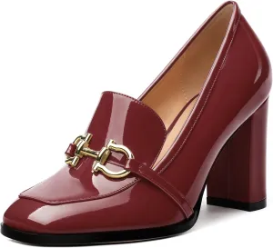 Women's Chunky Heel Square Toe Pumps, Heel High Loafers for Women, Office Commuter Party Prom Single Shoes