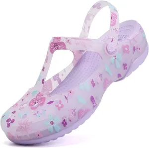 Women's Fine Printed Baotou Garden Clogs Shoes with Arch Support,Adjustable Heel Strap Slip on Non-Slip Thick Sole Jelly Beach Water Sandals