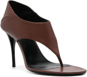 Women's Flip Flop High Heeled Sandals Open Toe T-bar Strap Slip On Stiletto Heel Pumps Leather Dress Party Shoes