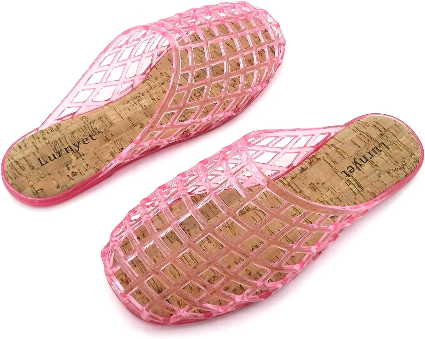 Women's Glitter Jelly Comfort Cushion Slide Flat Sandals with Cork Footbed: Stylish Design, Non-Slip Rubber Sole, Latex Insole for Comfort, Perfect for Parties, Gatherings, Casual Wear, Vacations, and Beach Days