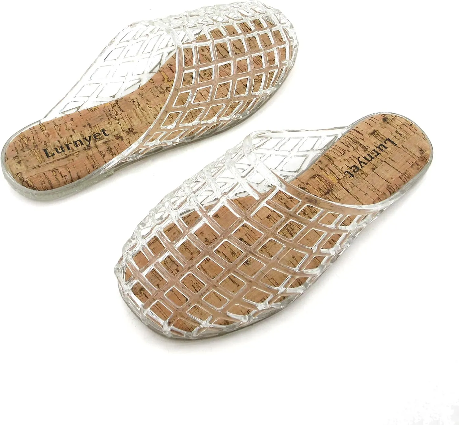 Women's Glitter Jelly Comfort Cushion Slide Flat Sandals with Cork Footbed: Stylish Design, Non-Slip Rubber Sole, Latex Insole for Comfort, Perfect for Parties, Gatherings, Casual Wear, Vacations, and Beach Days