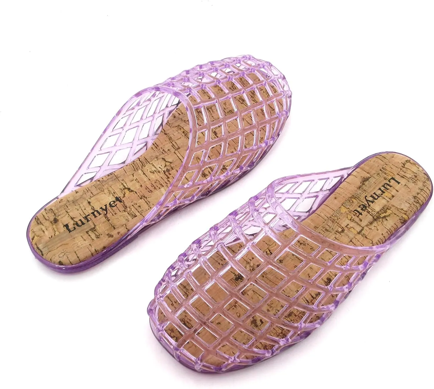 Women's Glitter Jelly Comfort Cushion Slide Flat Sandals with Cork Footbed: Stylish Design, Non-Slip Rubber Sole, Latex Insole for Comfort, Perfect for Parties, Gatherings, Casual Wear, Vacations, and Beach Days