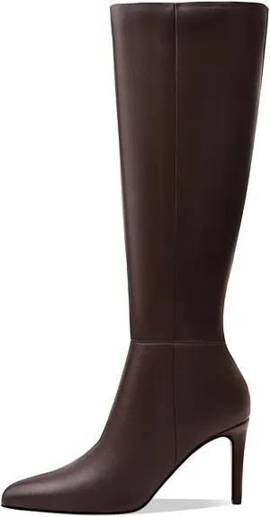 Women's Knee High Boots Women Mid Heel Pointed Toe Tall Boots for Women High Heel Side Zipper with Buckle Bow Knots Long Boots for Fall Winter for Fall Winter