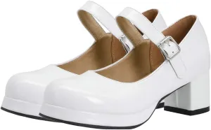 Womens Lolita Shoes Patent Leather Mary Jane Platform Chunky Heeled Pumps
