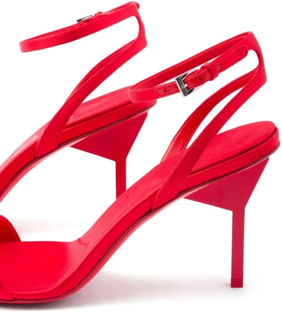 Women's Open Toe High Heel Sandals Slingback Strappy Heels Satin Stiletto Pumps Sexy Dress Shoes for Party Wedding Prom