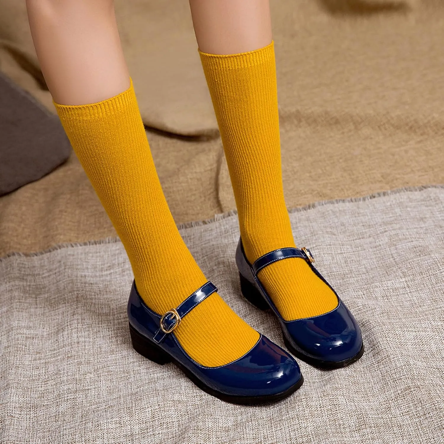 Womens Patent Mary Jane Flats Closed Toe Comfortable Shoes