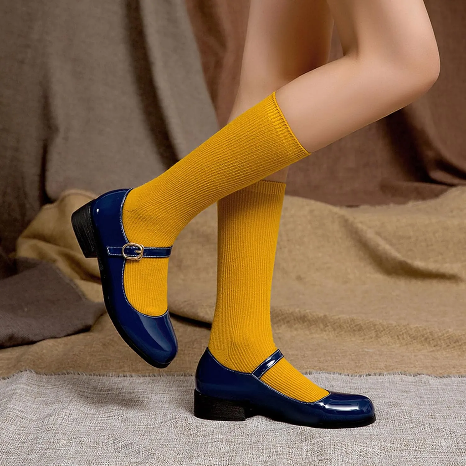 Womens Patent Mary Jane Flats Closed Toe Comfortable Shoes
