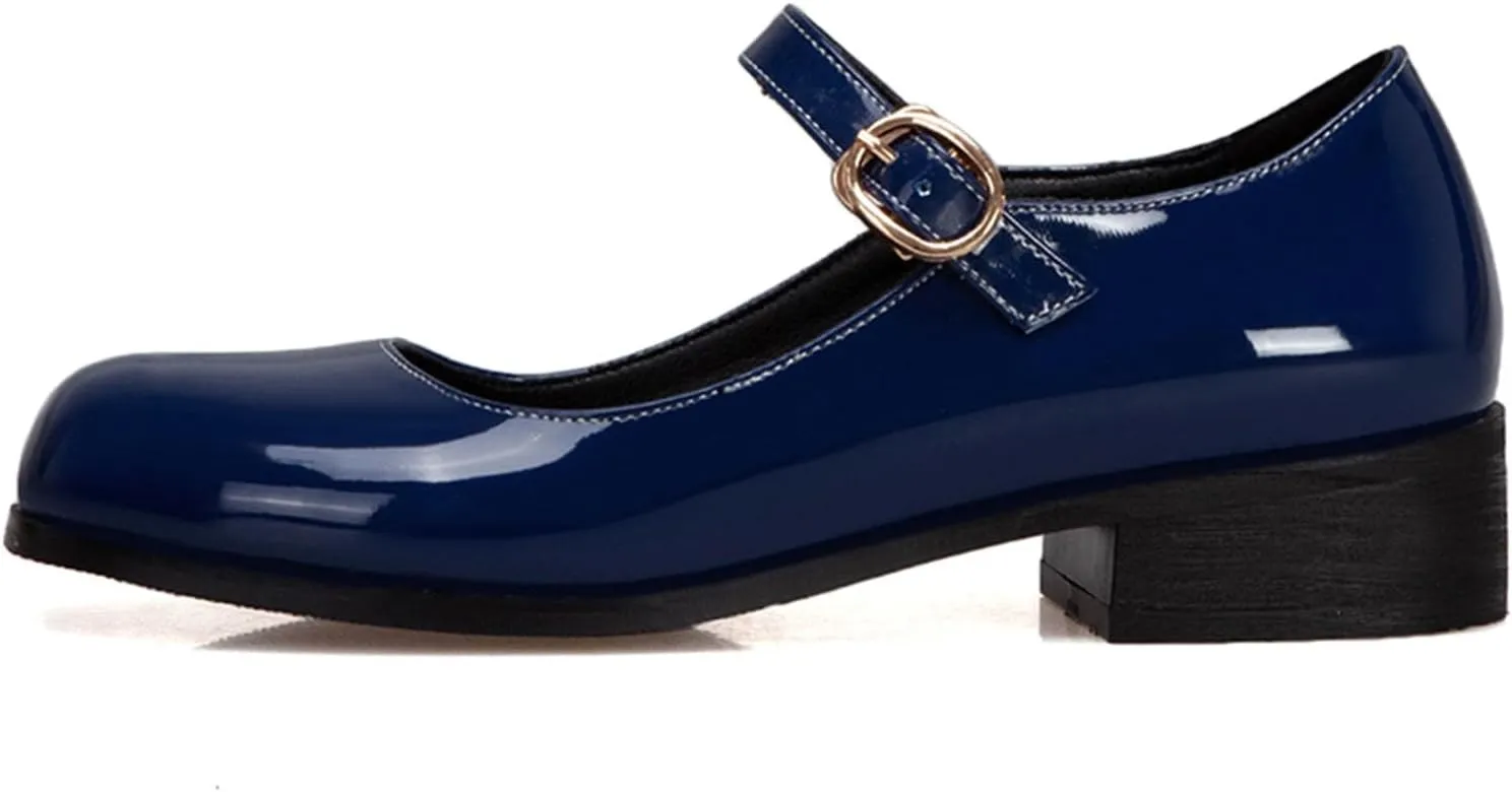Womens Patent Mary Jane Flats Closed Toe Comfortable Shoes