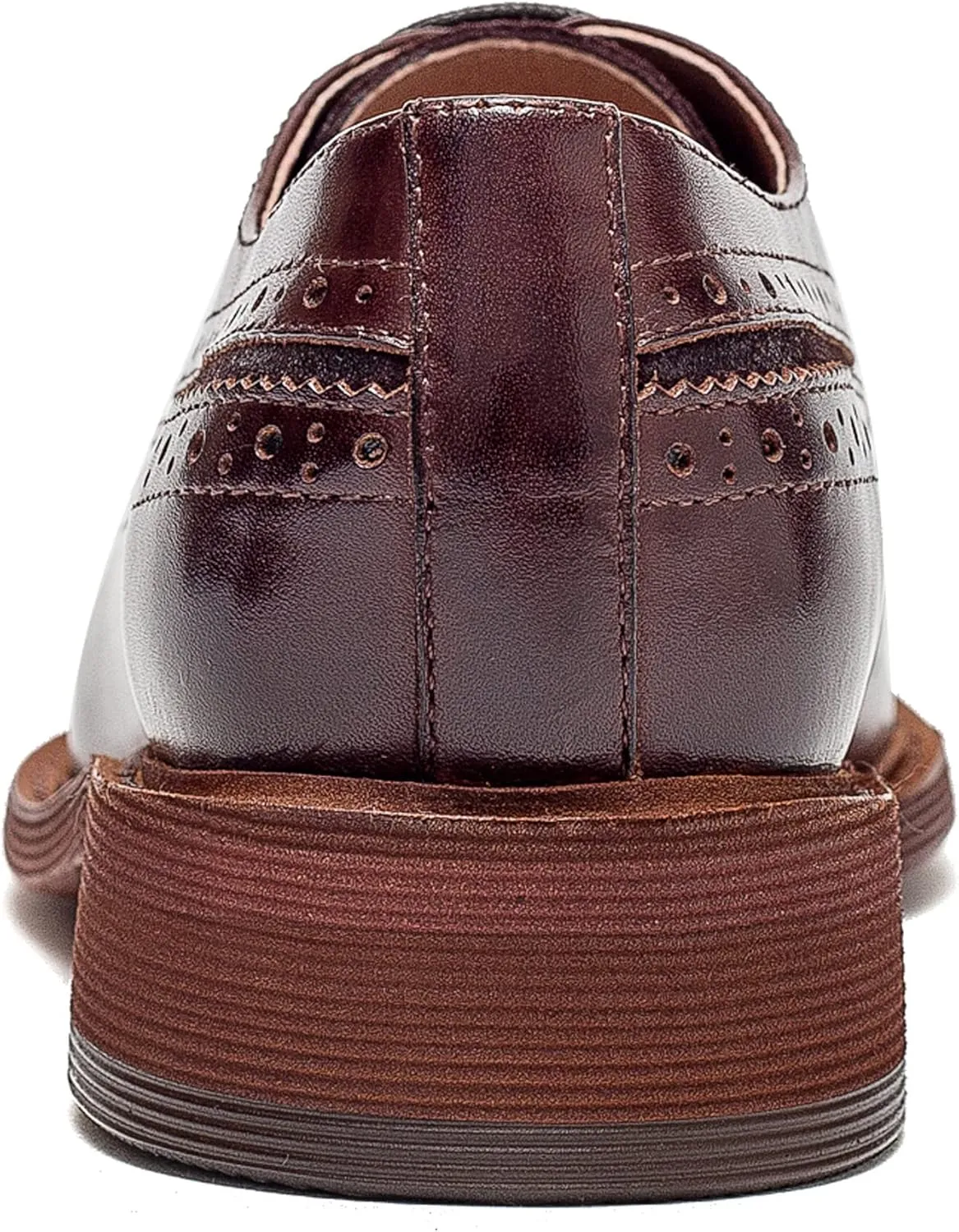 Women's Perforated Classic Lace-up Oxfords Brogue Wingtip Round Toe Derby Saddle Leather Shoes for Women Girls Lady Wife