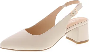 Women's Pointed Toe Block Heel Pumps Slingback Chunky Slip On Low Mid Heel Closed Toe