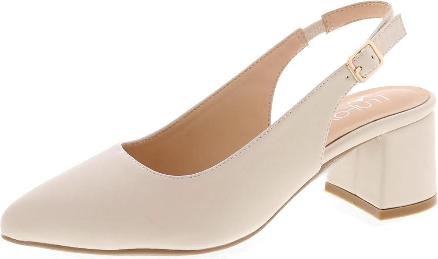 Women's Pointed Toe Block Heel Pumps Slingback Chunky Slip On Low Mid Heel Closed Toe