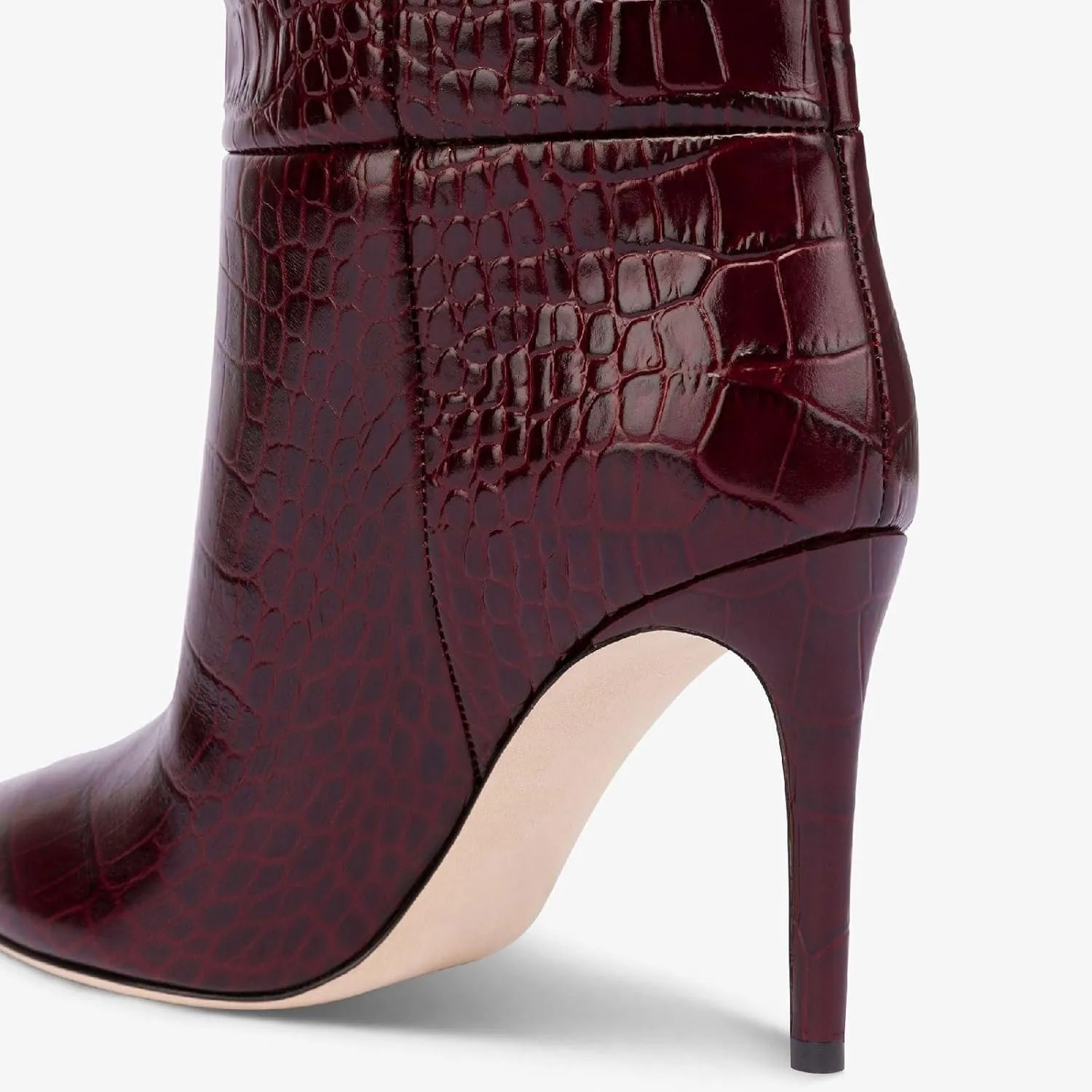 Women's Pointed Toe High Stiletto Heel Knee High Boots 3.94Inch/10cm Fashion Crocodile Calf Width Pull On High Heel Tall Boots Fall Winter Dressy Long Boots for Women