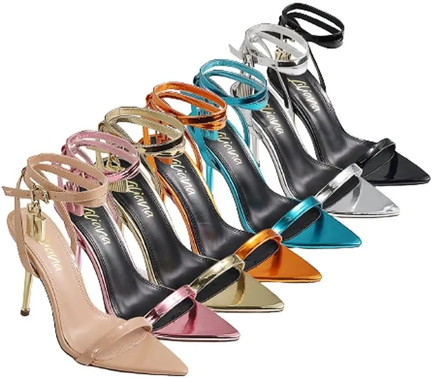 Womens Pointy Toe Stiletto High Heel Sandals