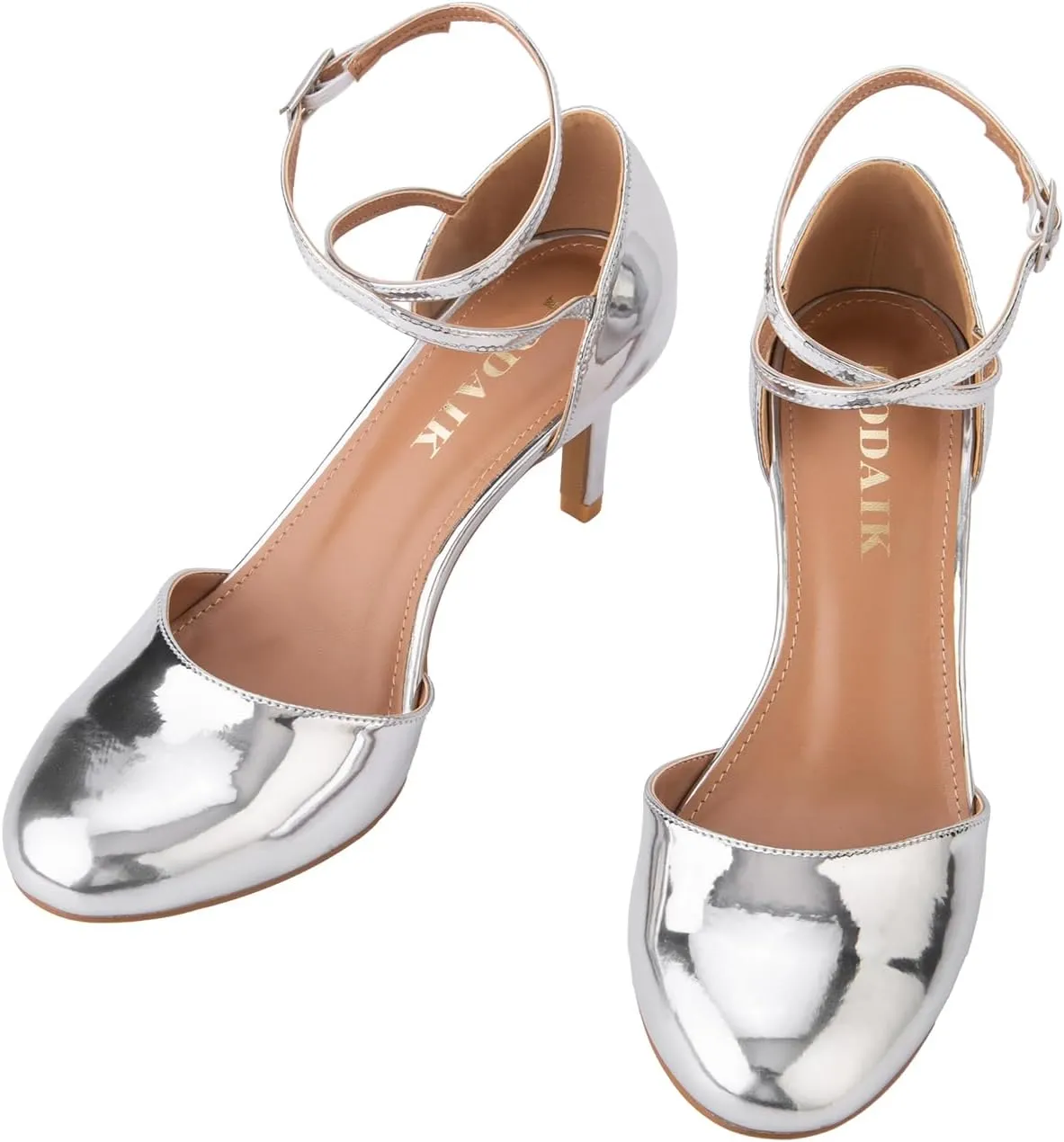 Women's Pumps Round Toe Ankle Strap Stiletto Heels Wedding Party Dressy Shoes