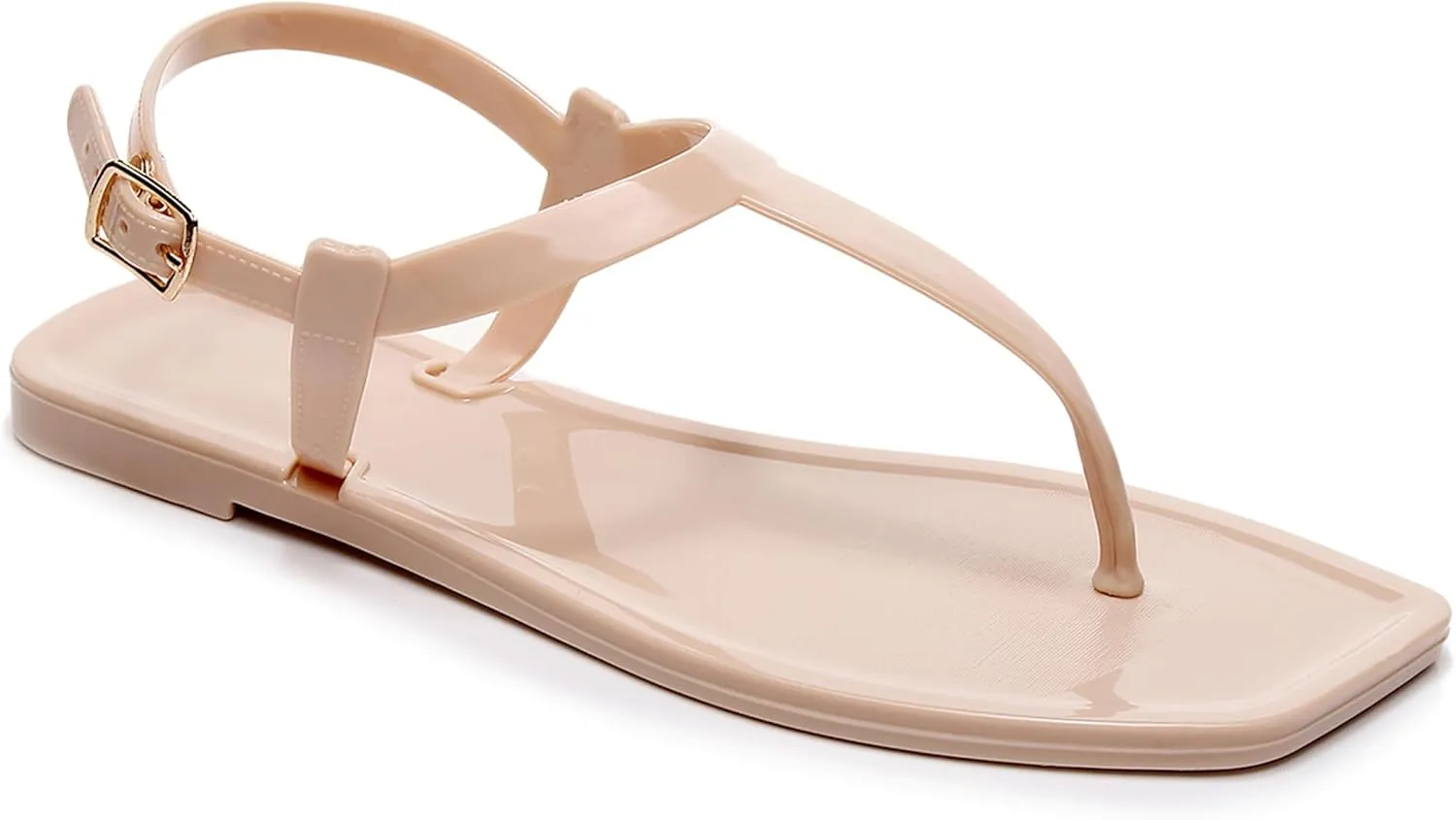 Womens Sandals Jelly Shoes Thong Flip Flops Flat for Ladies Black Slides Size 11 T-Strap Jellies Slippers with Adjustable Strap Buckle Summer Beach Dressy