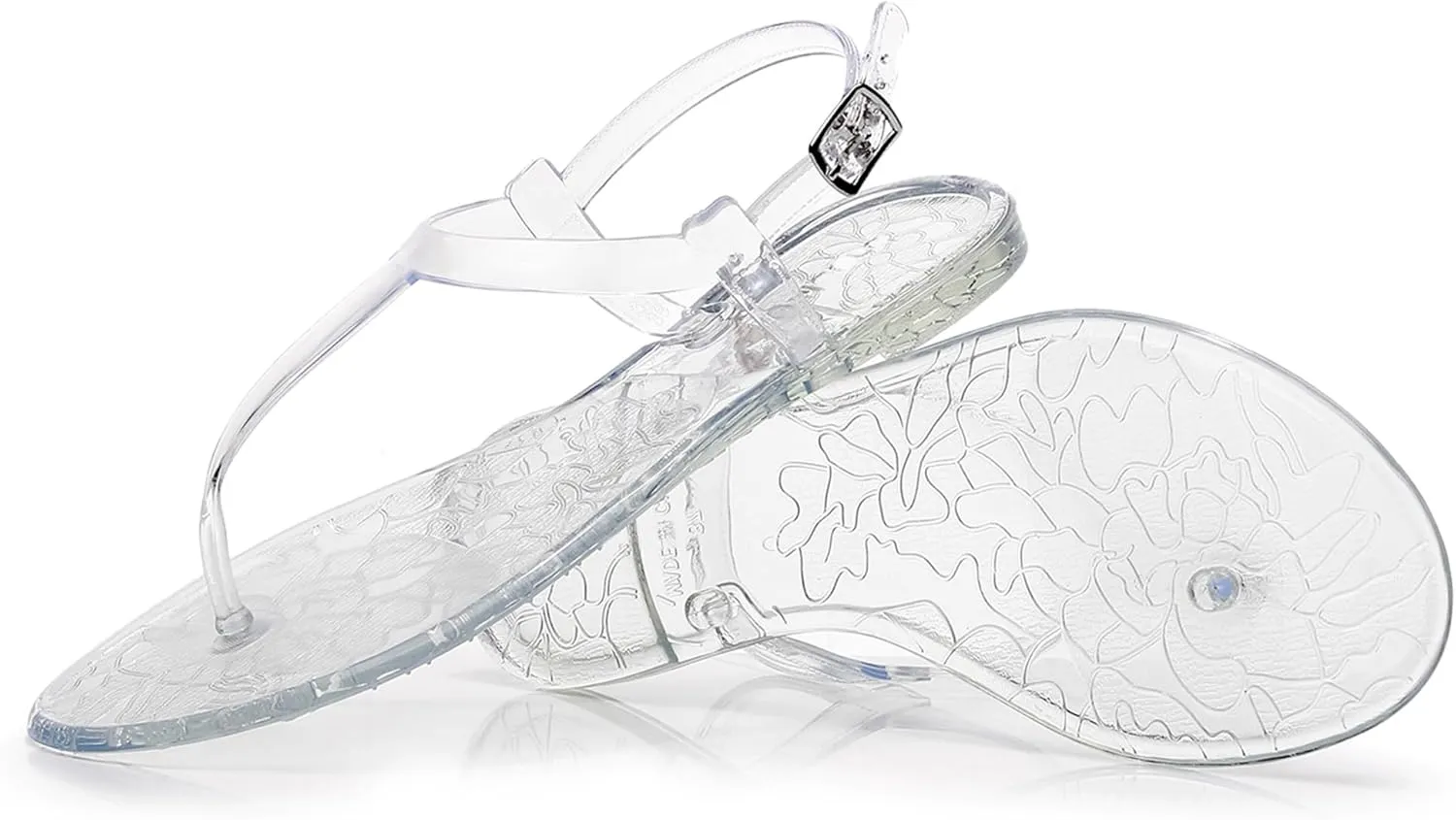 Womens Sandals Jelly Shoes Thong Flip Flops Flat for Ladies Black Slides Size 11 T-Strap Jellies Slippers with Adjustable Strap Buckle Summer Beach Dressy
