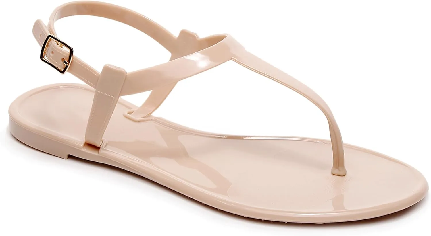 Womens Sandals Jelly Shoes Thong Flip Flops Flat for Ladies Black Slides Size 11 T-Strap Jellies Slippers with Adjustable Strap Buckle Summer Beach Dressy