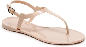 Womens Sandals Jelly Shoes Thong Flip Flops Flat for Ladies Black Slides Size 11 T-Strap Jellies Slippers with Adjustable Strap Buckle Summer Beach Dressy
