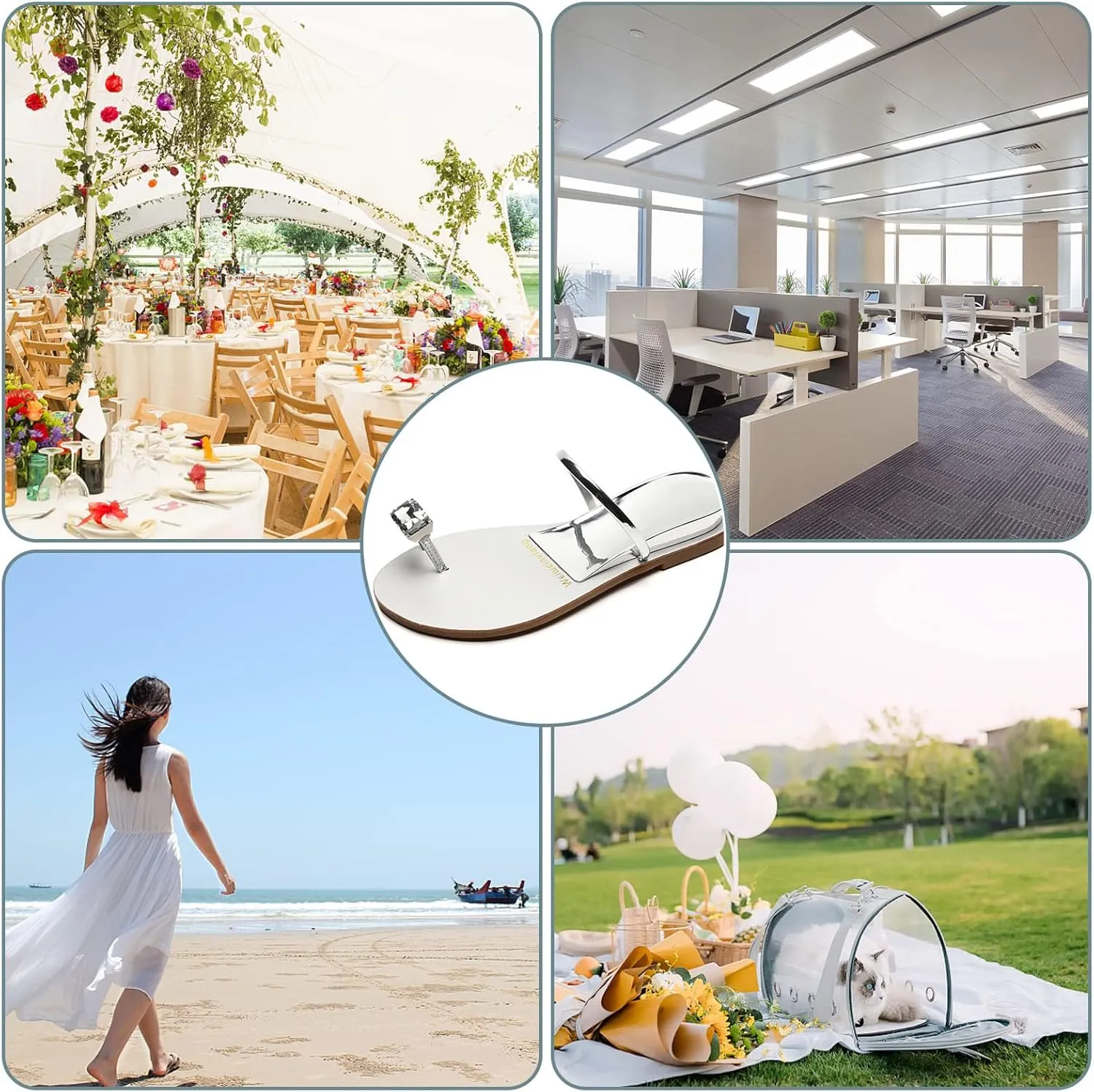 Womens Silver Rhinestone Beach Wedding Summer Jeweled Sandals Slip on Toe Ring Loop Bling Jelly Flat Gladiator Sandals Dress Dressy Wedges Bohemia Flip Flops Thong Sandal
