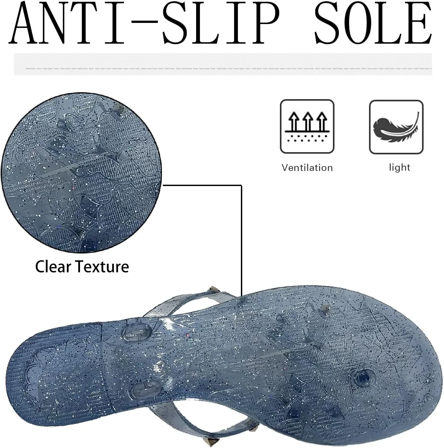 Women's Studded Bow Jelly Flat Flip Flops Fashion Comfort Open Round Toe Slip On Thong Slipper Sandals With Rivets for Summer Outdoor Beach Pool