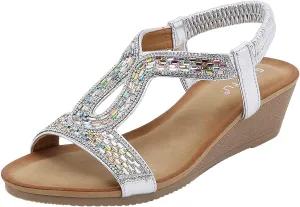 Women's Summer Sandals Beach Bohemian Beaded Ankle Walking Strap Casual Flip Flops Ladies Sexy Flats Comfortable Shoes