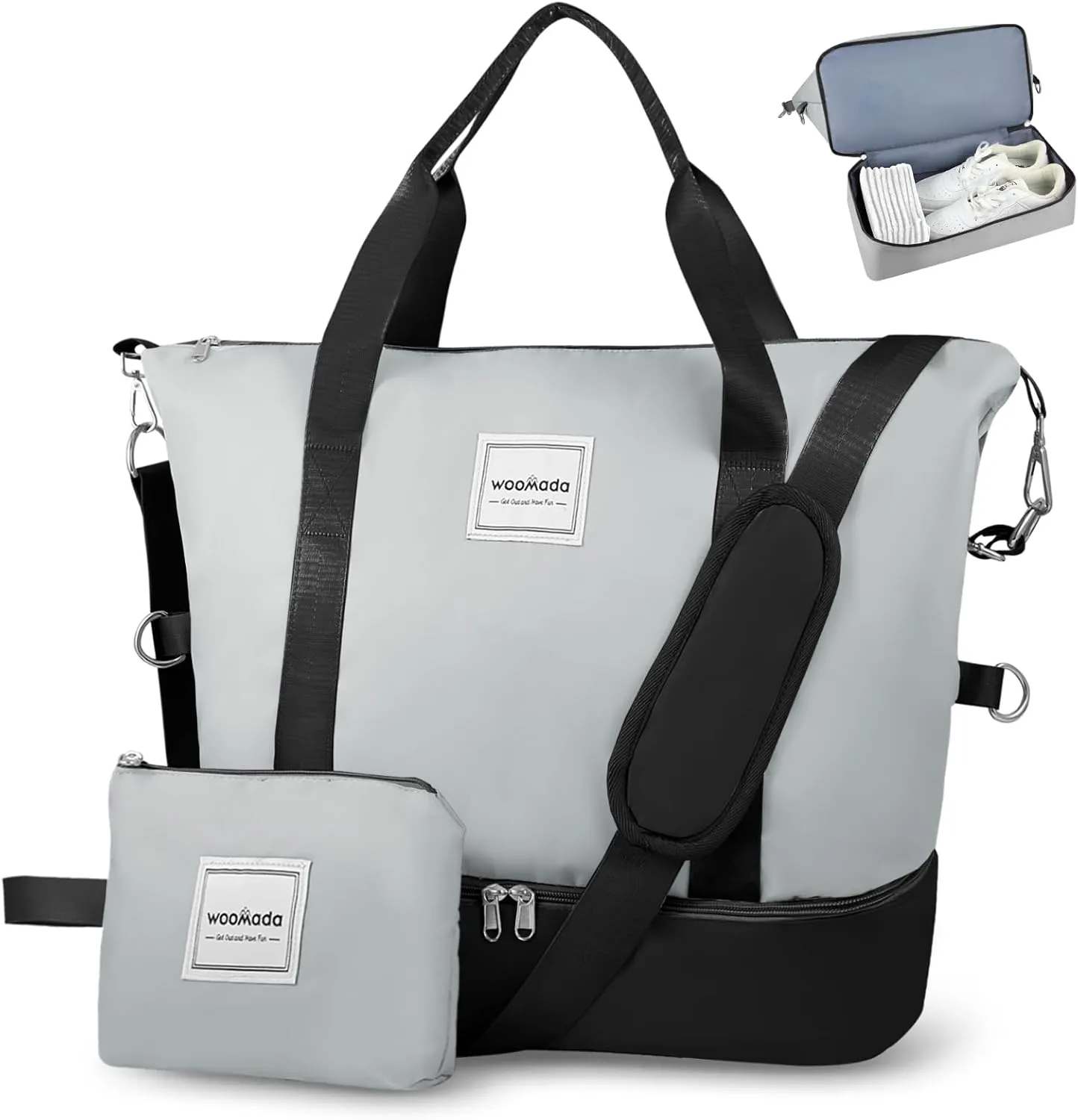 WOOMADA Weekender Bag for Women, Travel Duffel Bags with Shoe Compartment & Wet Pocket, Personal Item Bag for Airlines