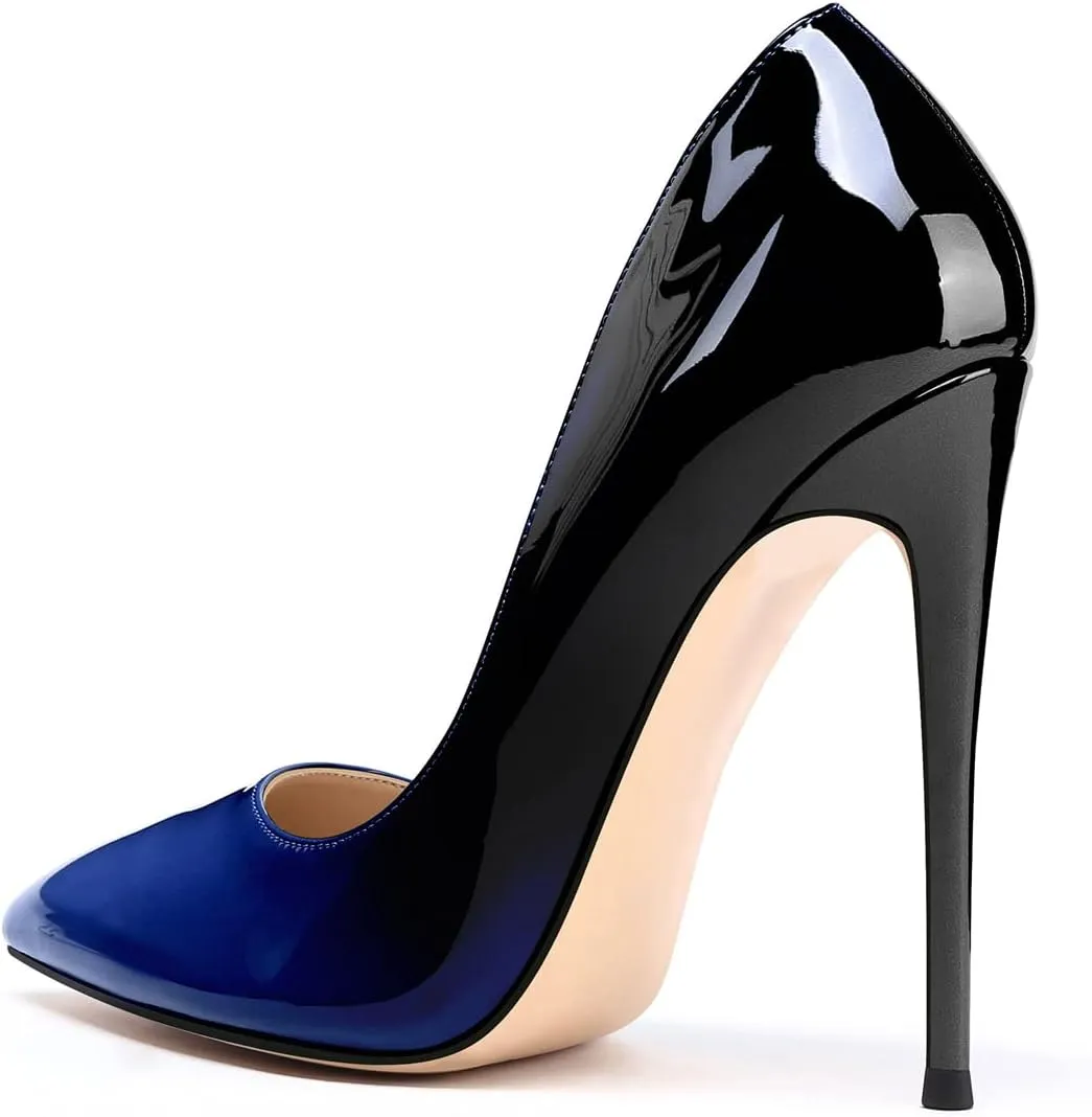 XINIUNIU High Heels for Women Pumps Gradient Patent Leather 4.7 inches/12CM Formal Sexy Fashion Stiletto Dress Wedding Shoes Pointed Toe