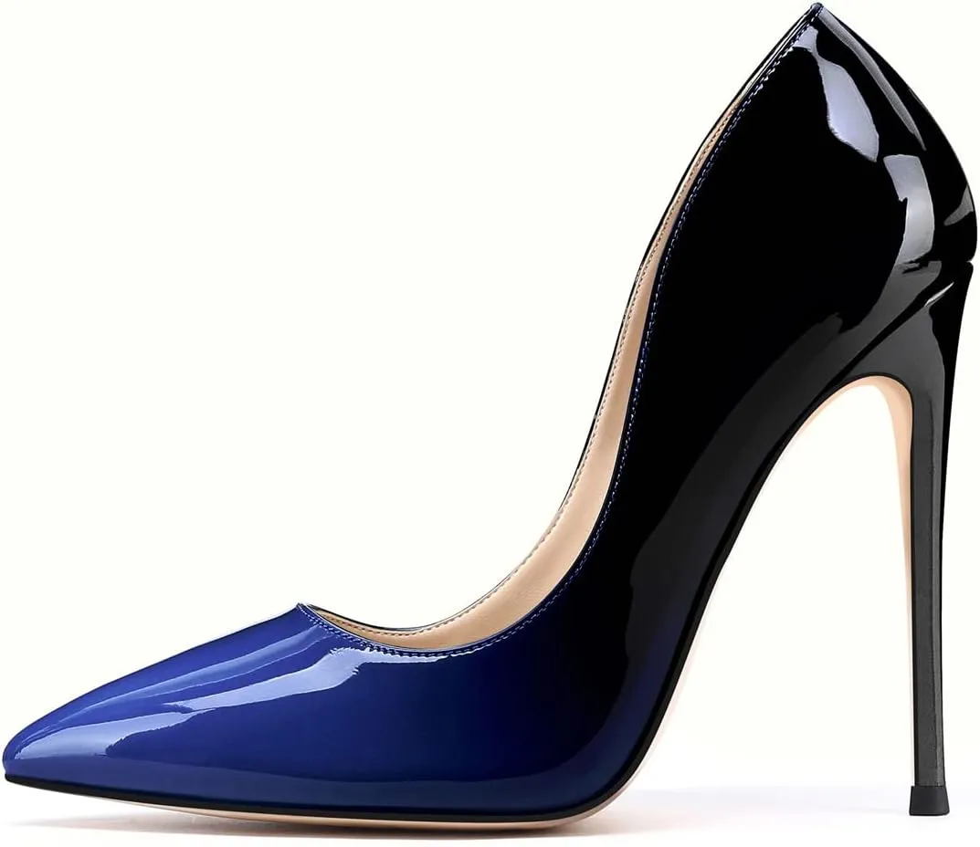 XINIUNIU High Heels for Women Pumps Gradient Patent Leather 4.7 inches/12CM Formal Sexy Fashion Stiletto Dress Wedding Shoes Pointed Toe