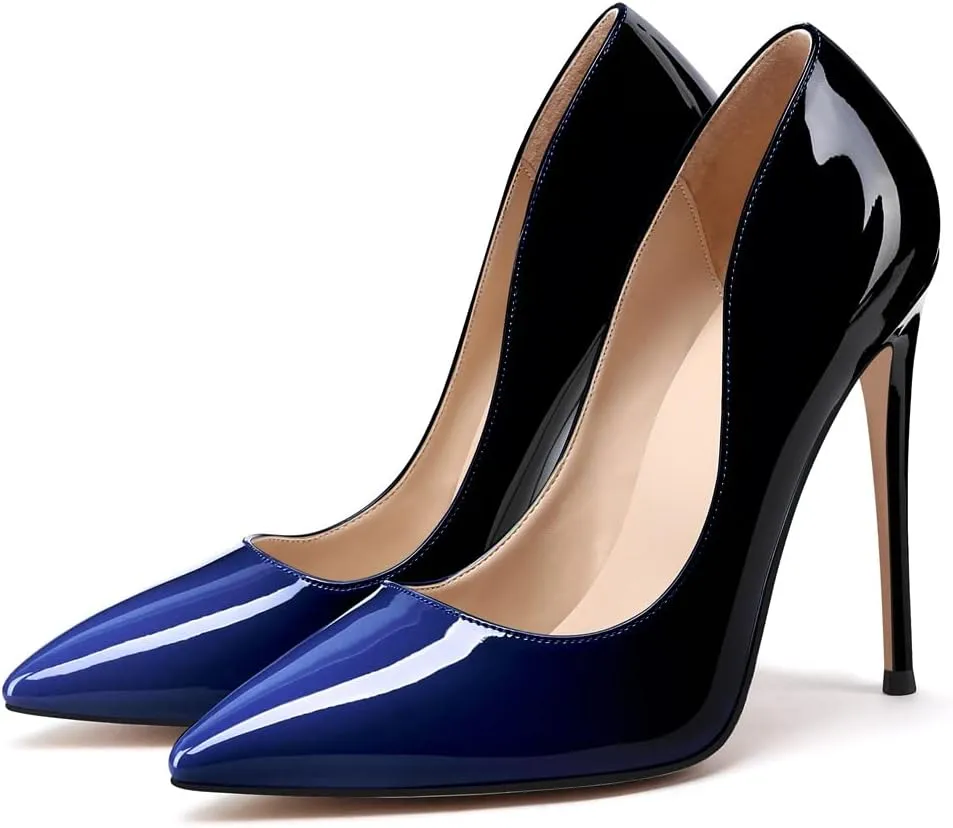 XINIUNIU High Heels for Women Pumps Gradient Patent Leather 4.7 inches/12CM Formal Sexy Fashion Stiletto Dress Wedding Shoes Pointed Toe