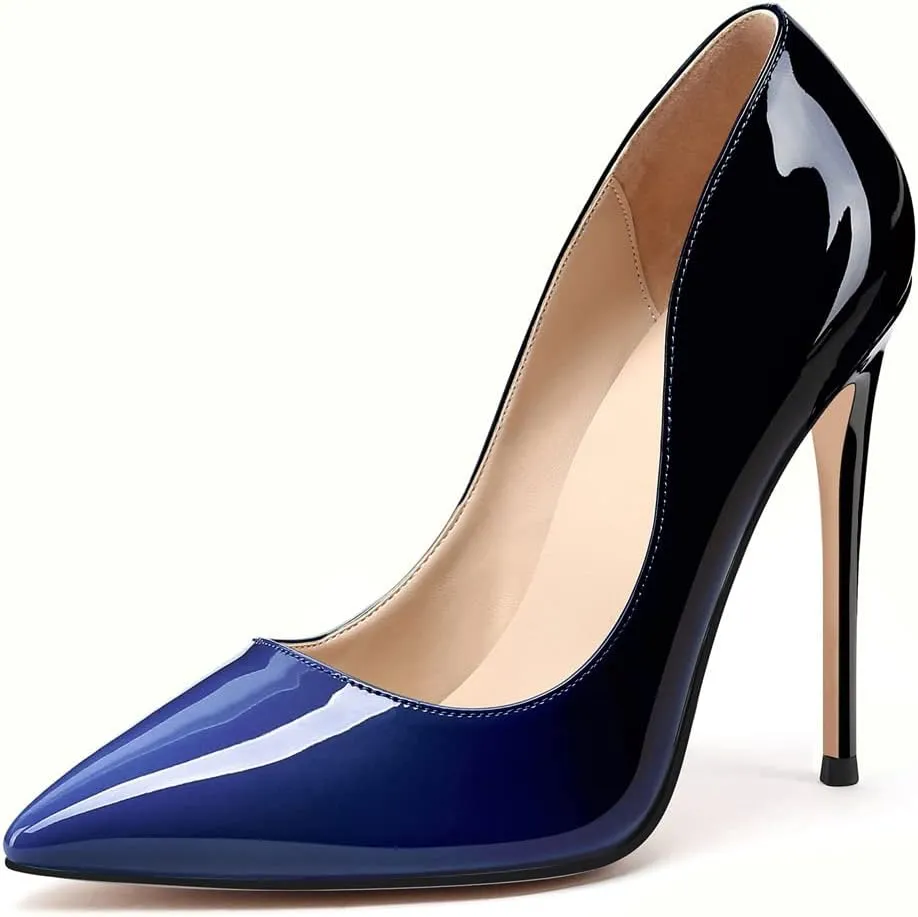 XINIUNIU High Heels for Women Pumps Gradient Patent Leather 4.7 inches/12CM Formal Sexy Fashion Stiletto Dress Wedding Shoes Pointed Toe