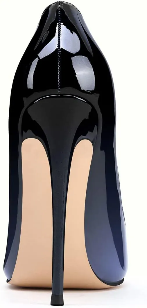 XINIUNIU High Heels for Women Pumps Gradient Patent Leather 4.7 inches/12CM Formal Sexy Fashion Stiletto Dress Wedding Shoes Pointed Toe