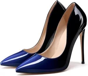 XINIUNIU High Heels for Women Pumps Gradient Patent Leather 4.7 inches/12CM Formal Sexy Fashion Stiletto Dress Wedding Shoes Pointed Toe