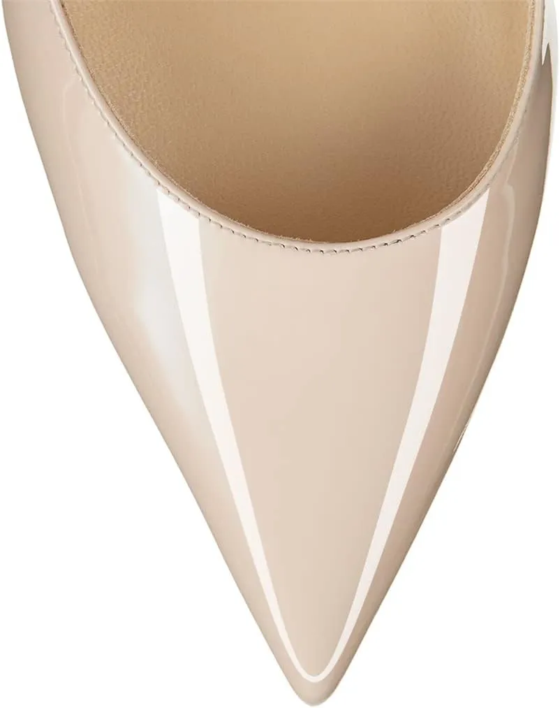 XINIUNIU Women Heeled Mules Patent Leather Strapped Mules Pointed Toe Slip On Sandals for Women Rhinestones Bridal Dress Shoes